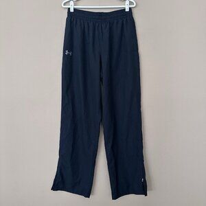 Under Armour Men L Athletic Pants Ankle Zip Pockets Black Mesh Lined Gym Train